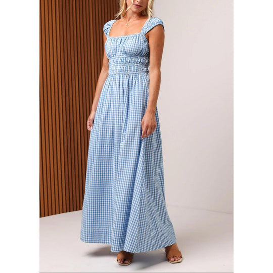 Shore Emilia Maxi Dress-Women's Clothing-Blue Gingham-XS-Kevin's Fine Outdoor Gear & Apparel