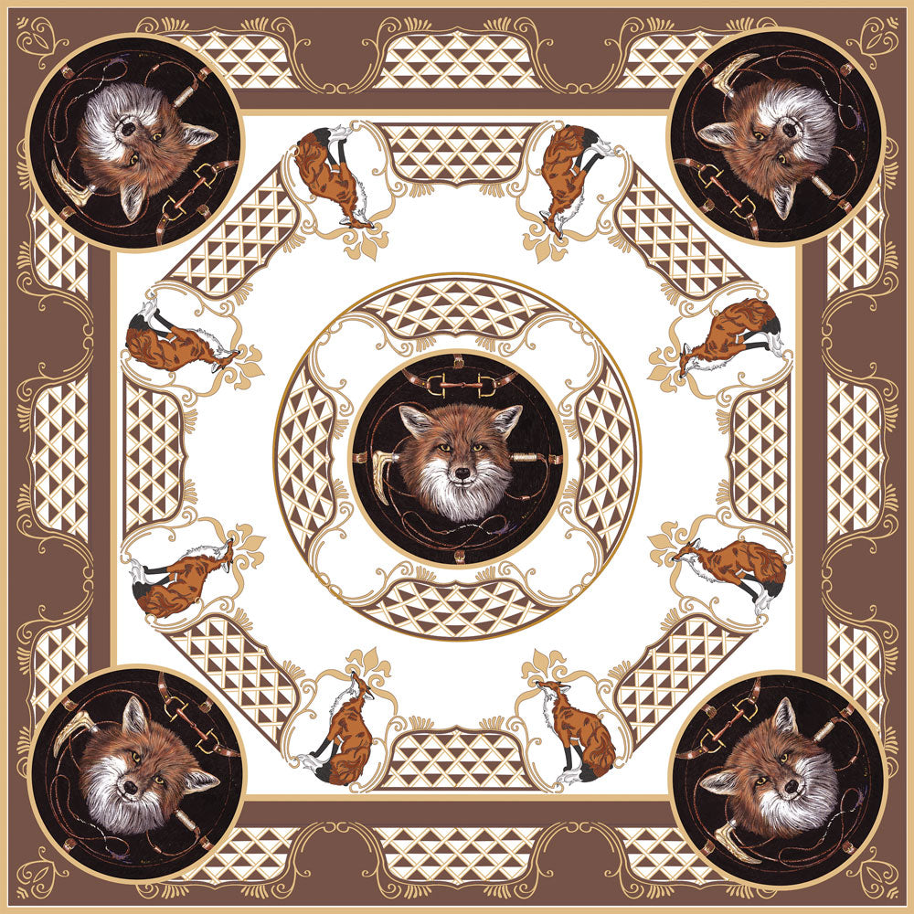 Kevin's Fox Hunt Silk Scarf-Women's Clothing-Brown-Kevin's Fine Outdoor Gear & Apparel