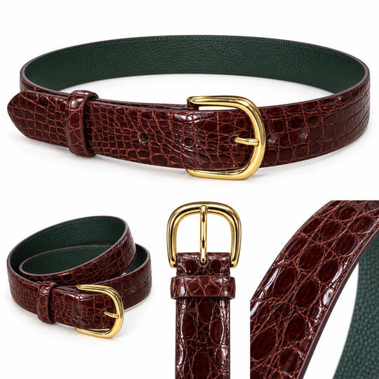 Women's Tingas Crocodile Belt with Gold Buckle