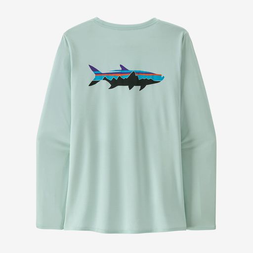 Patagonia Women's Long Sleeve Cap Cool Daily Waters Graphic Shirt-Women's Clothing-Fitz Roy Tarpon: Wispy Green X-Dye-S-Kevin's Fine Outdoor Gear & Apparel
