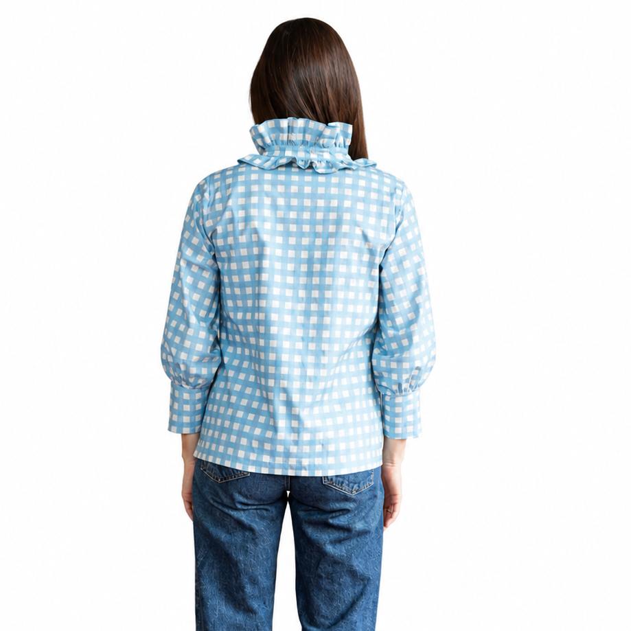 House of MBR Blue Gingham Harper Estate Top-Women's Clothing-Kevin';s Fine Outdoor Gear & Apparel