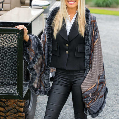 Fur Trimmed Cashmere Blend Shawl--Kevin's Fine Outdoor Gear & Apparel
