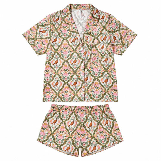 Jane Marie Gilded Pheasant Satin Short Pajama Set-Women's Clothing-XS-Kevin's Fine Outdoor Gear & Apparel