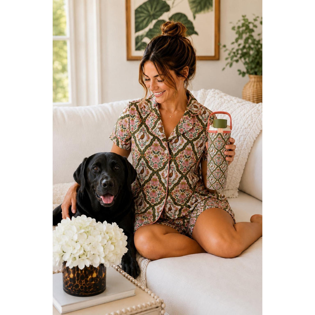Jane Marie Gilded Pheasant Satin Short Pajama Set-Women's Clothing-Kevin's Fine Outdoor Gear & Apparel