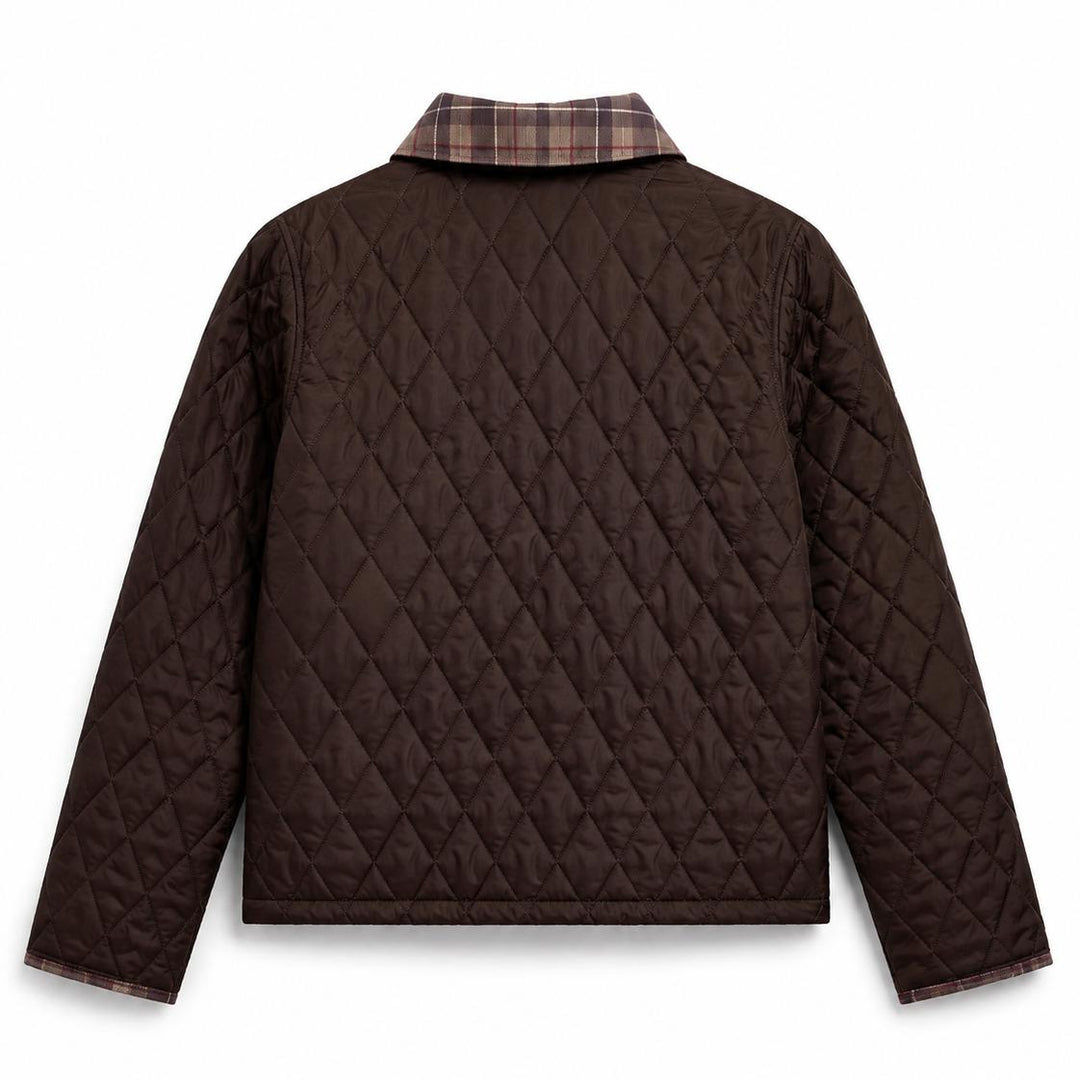 Barbour Icons Tartan Collar Cropped Liddesdale Quilted Jacket-Women's Clothing-Kevin's Fine Outdoor Gear & Apparel