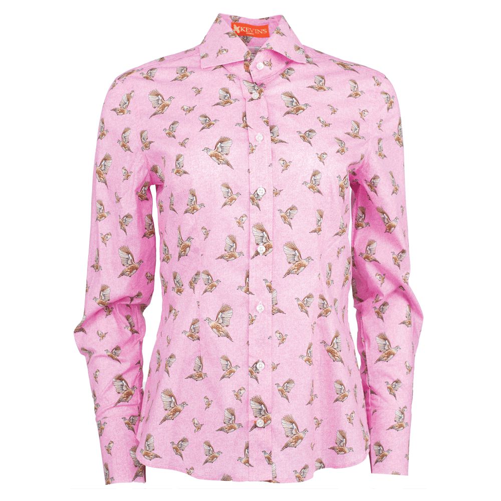 Kevin's Finest Women's Flying Quail Shirt-Women's Clothing-Pink/Quail-XS-Kevin's Fine Outdoor Gear & Apparel