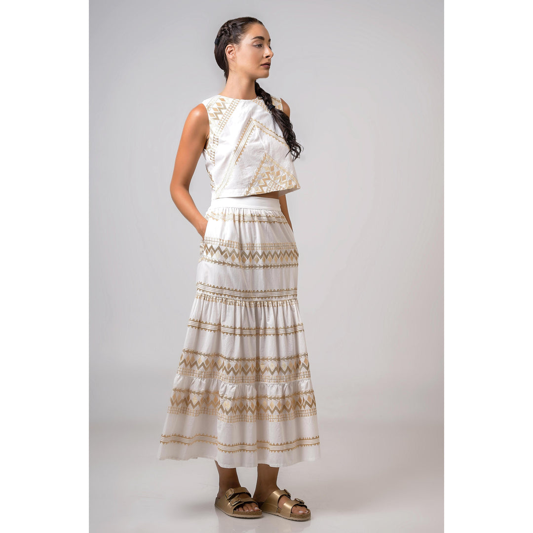 Aether Concept Cotton Blouse-Women's Clothing-Off White/Gold-XS-Kevin's Fine Outdoor Gear & Apparel