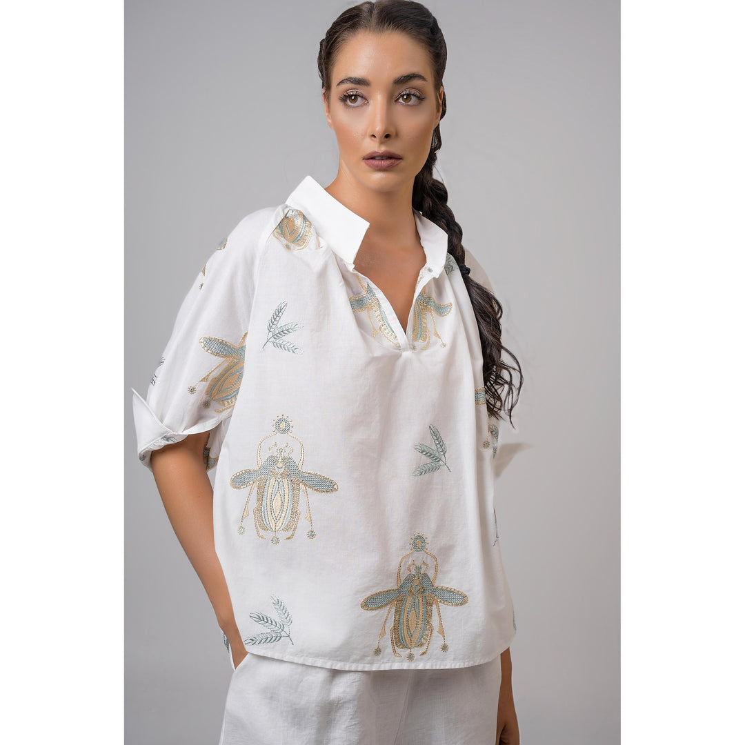 Aether Concept Cotton Top-Women's Clothing-Off White/Green-XS-Kevin's Fine Outdoor Gear & Apparel