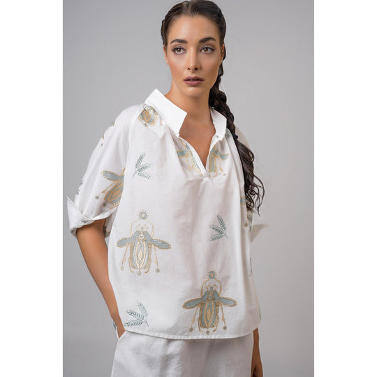 Aether Concept Cotton Top-Women's Clothing-Off White/Green-XS-Kevin's Fine Outdoor Gear & Apparel