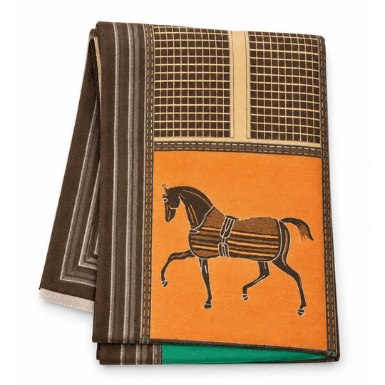 Equestrian Horse Print Cotton Scarf
