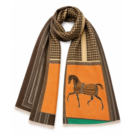 Equestrian Horse Print Cotton Scarf