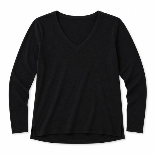 Erin Gray Women's Long Sleeve Jeans V Neck-Women's Clothing-Black-XS-Kevin's Fine Outdoor Gear & Apparel