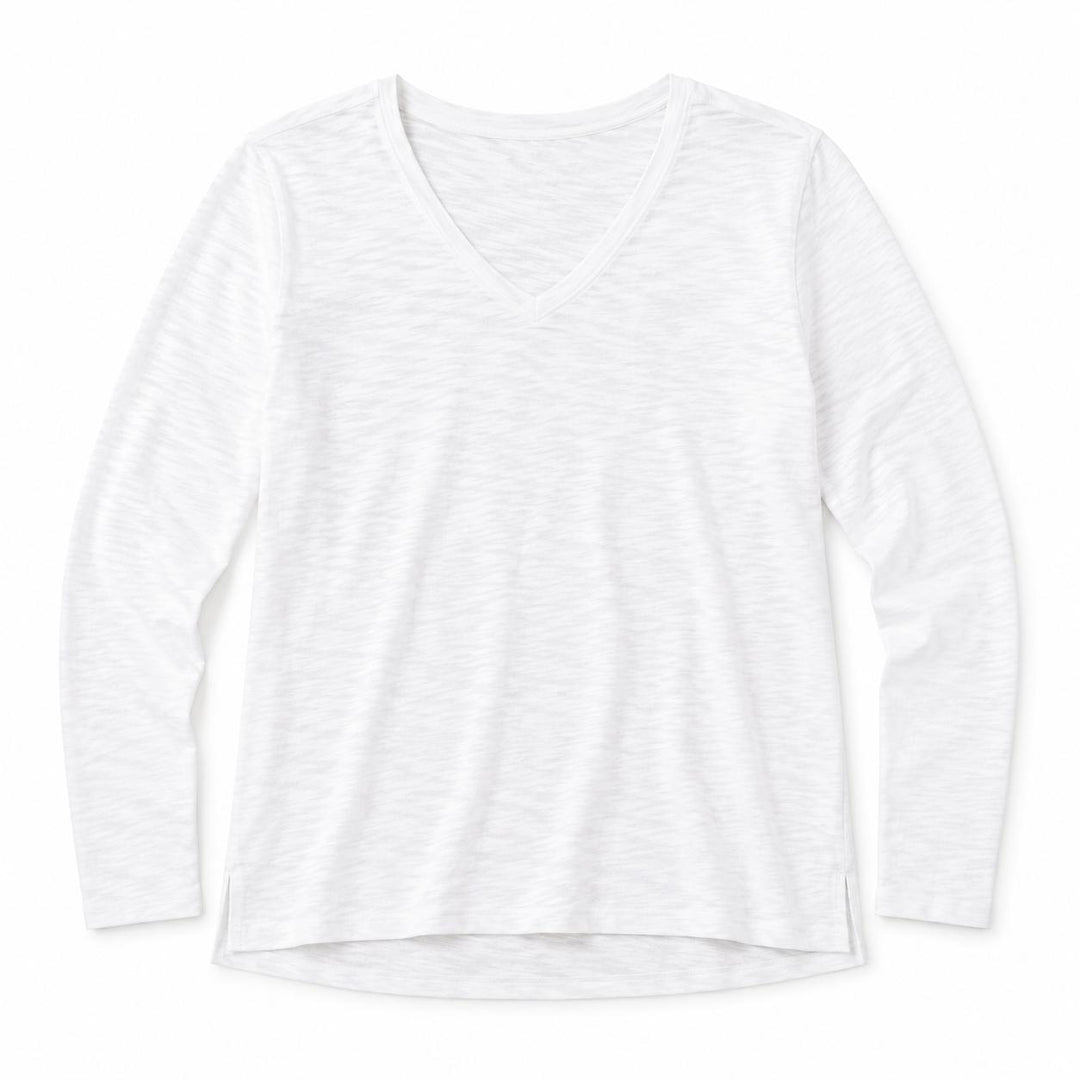 Erin Gray Women's Long Sleeve Jeans V Neck-Women's Clothing-White-XS-Kevin's Fine Outdoor Gear & Apparel