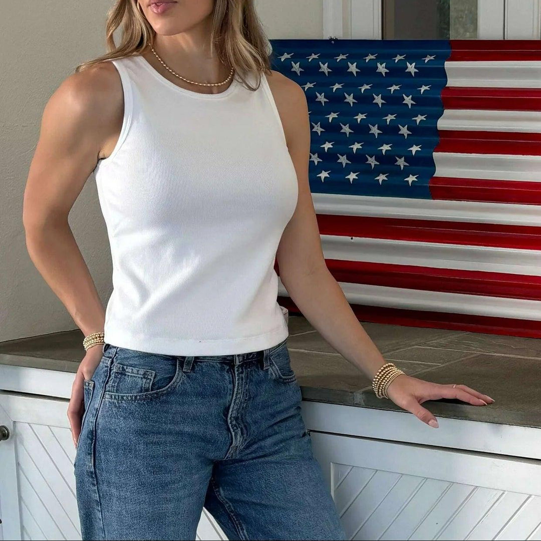 Erin Gray Luxe Elevated "Perfect Length" Ribbed High Neck Tank-Women's Clothing-Ivory-XS-Kevin's Fine Outdoor Gear & Apparel