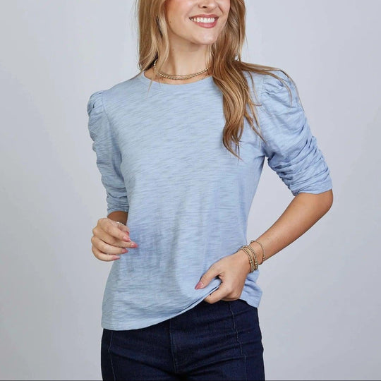 Erin Gray Sophie Ruched Elbow-Length Tee-Women's Clothing-Periwinkle-XS-Kevin's Fine Outdoor Gear & Apparel