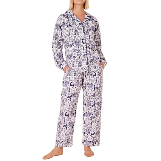 The Cat's Holly Jolly Flannel Long Sleeve Pajama Set-Women's Clothing-Kevin's Fine Outdoor Gear & Apparel