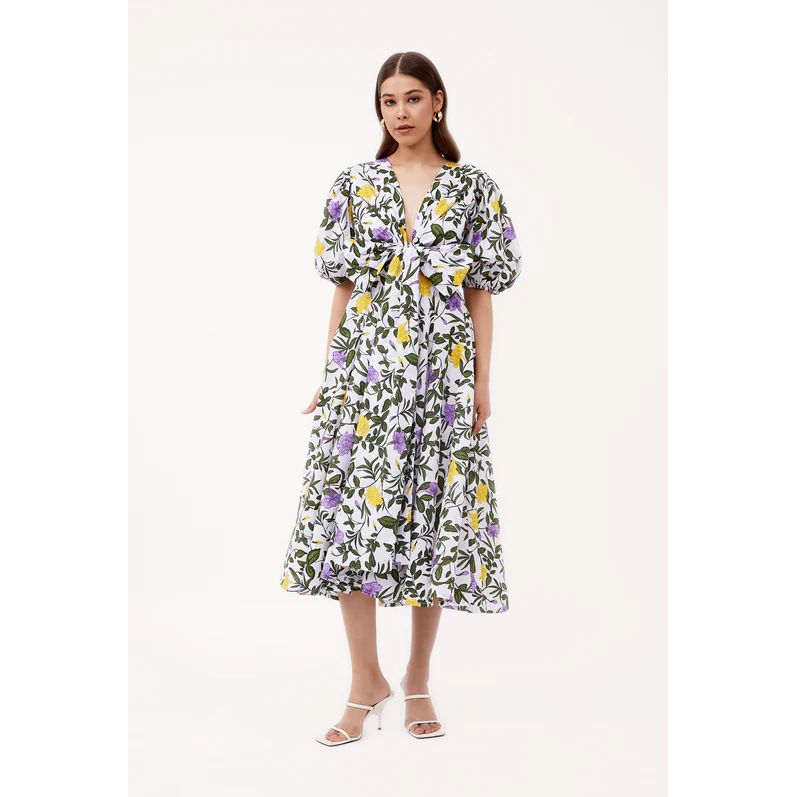 Women's Lola Printed Cotton Dress-Women's Clothing-Tuscan Gardens Iris-XS-Kevin's Fine Outdoor Gear & Apparel