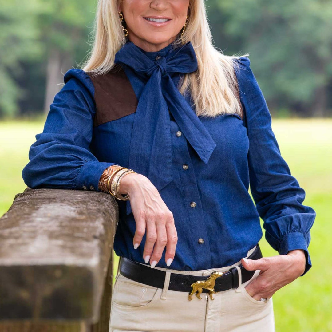 Kevin's Huntress Long Puff Sleeve Tie Blouse-Women's Clothing-Kevin's Fine Outdoor Gear & Apparel