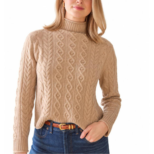 Alashan Cashmere Ingrid Cable Mock Neck-Women's Clothing-Kevin's Fine Outdoor Gear & Apparel
