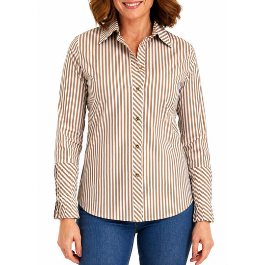 CK Bradley Brooks Shirt-Women's Clothing-Taupe Stripe-XS-Kevin's Fine Outdoor Gear & Apparel