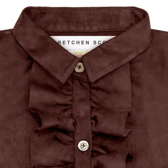 Gretchen Scott Ruffle Rumble Blouse-Ultra Suede-Women's Clothing-Brown-XS-Kevin's Fine Outdoor Gear & Apparel