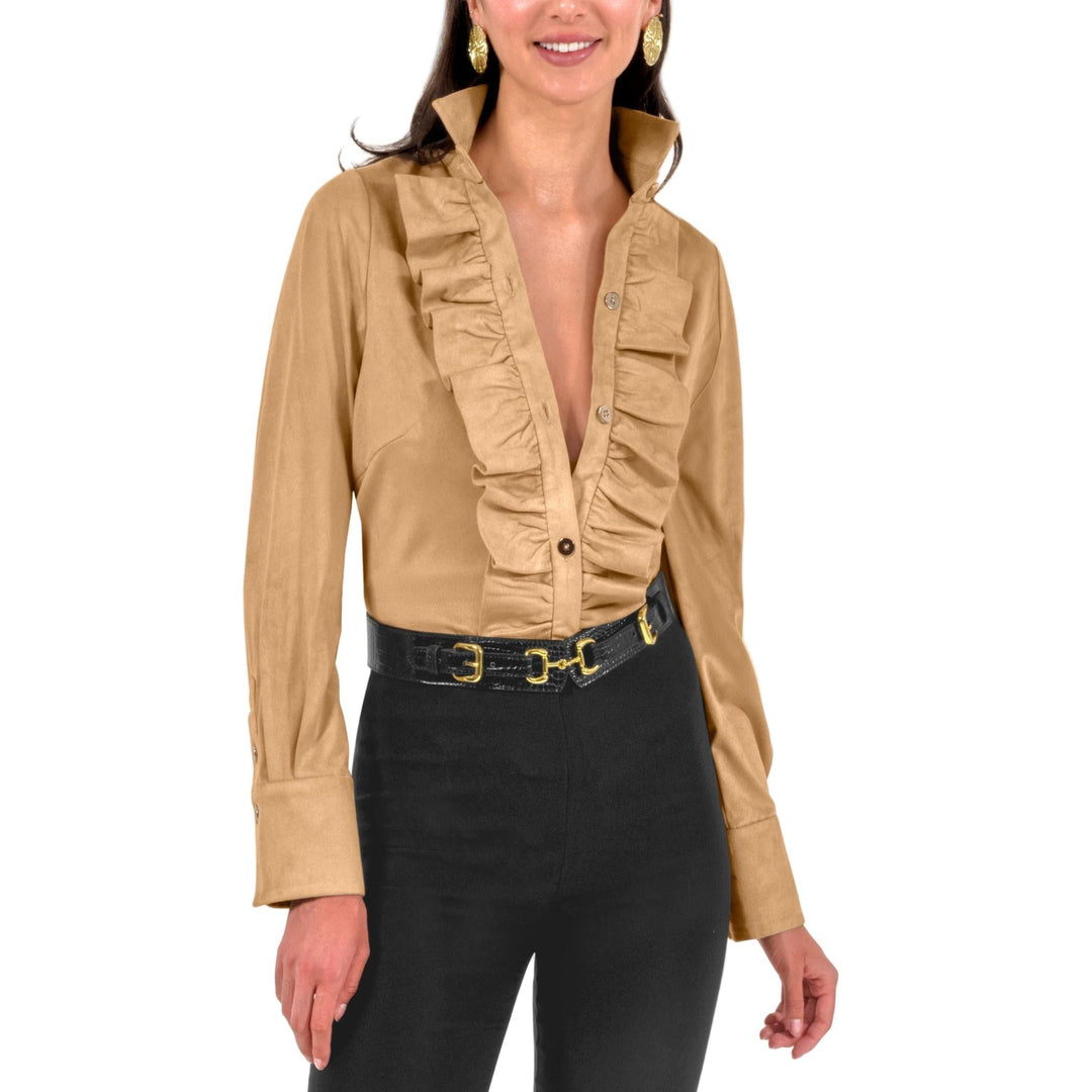Gretchen Scott Ruffle Rumble Blouse-Ultra Suede-Women's Clothing-Kevin's Fine Outdoor Gear & Apparel
