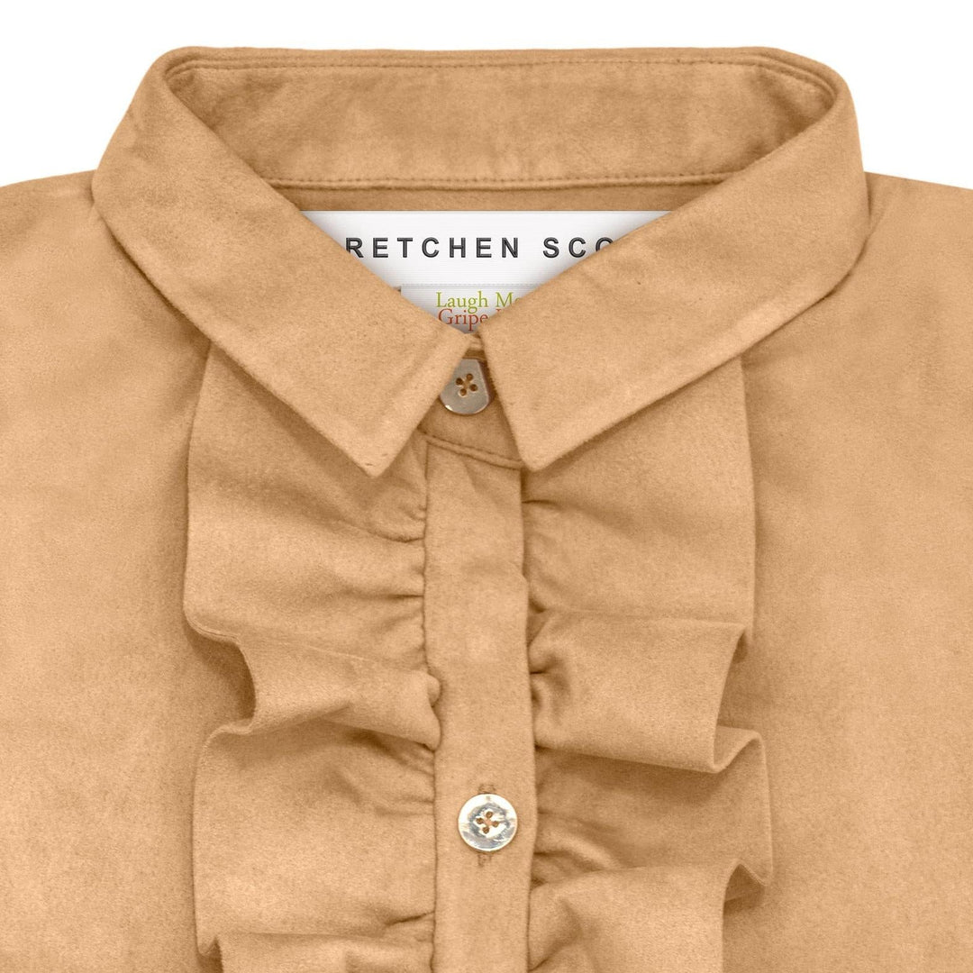 Gretchen Scott Ruffle Rumble Blouse-Ultra Suede-Women's Clothing-Khaki-XS-Kevin's Fine Outdoor Gear & Apparel