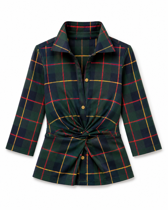 Gretchen Scott Twist & Shout Top Plaidly Cooper-Women's Clothing-Kevin's Fine Outdoor Gear & Apparel