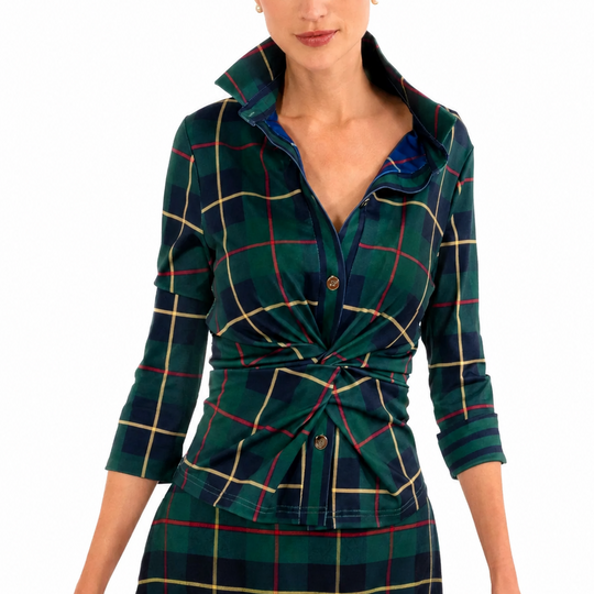 Gretchen Scott Twist & Shout Top Plaidly Cooper-Women's Clothing-Kevin's Fine Outdoor Gear & Apparel