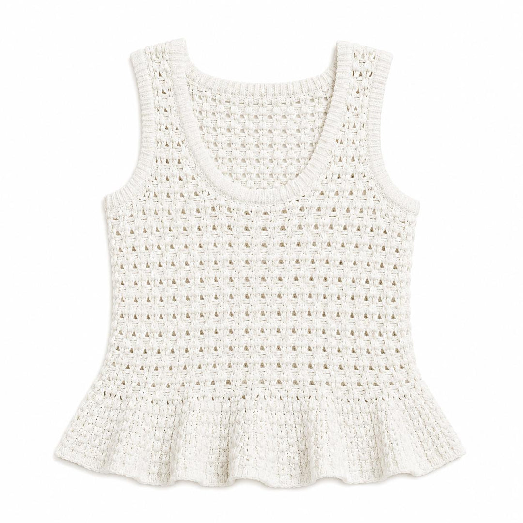 Pistola Women's Anna Peplum Openwork Sweater Tank Top-Women's Clothing-White-XS-Kevin's Fine Outdoor Gear & Apparel