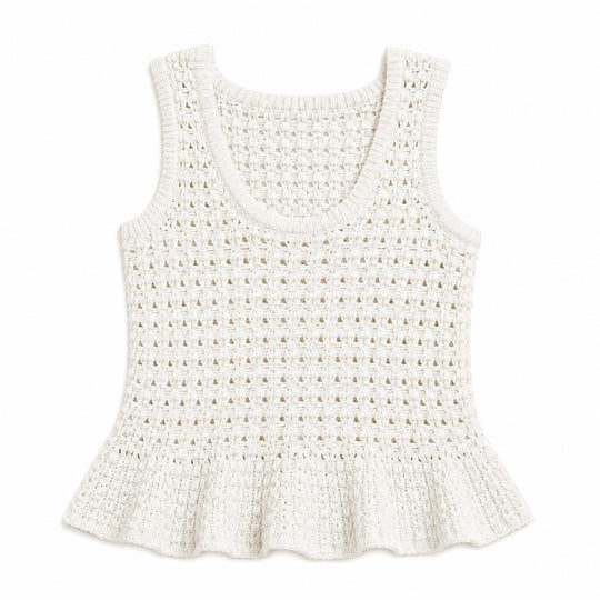 Pistola Women's Anna Peplum Openwork Sweater Tank Top-Women's Clothing-White-XS-Kevin's Fine Outdoor Gear & Apparel
