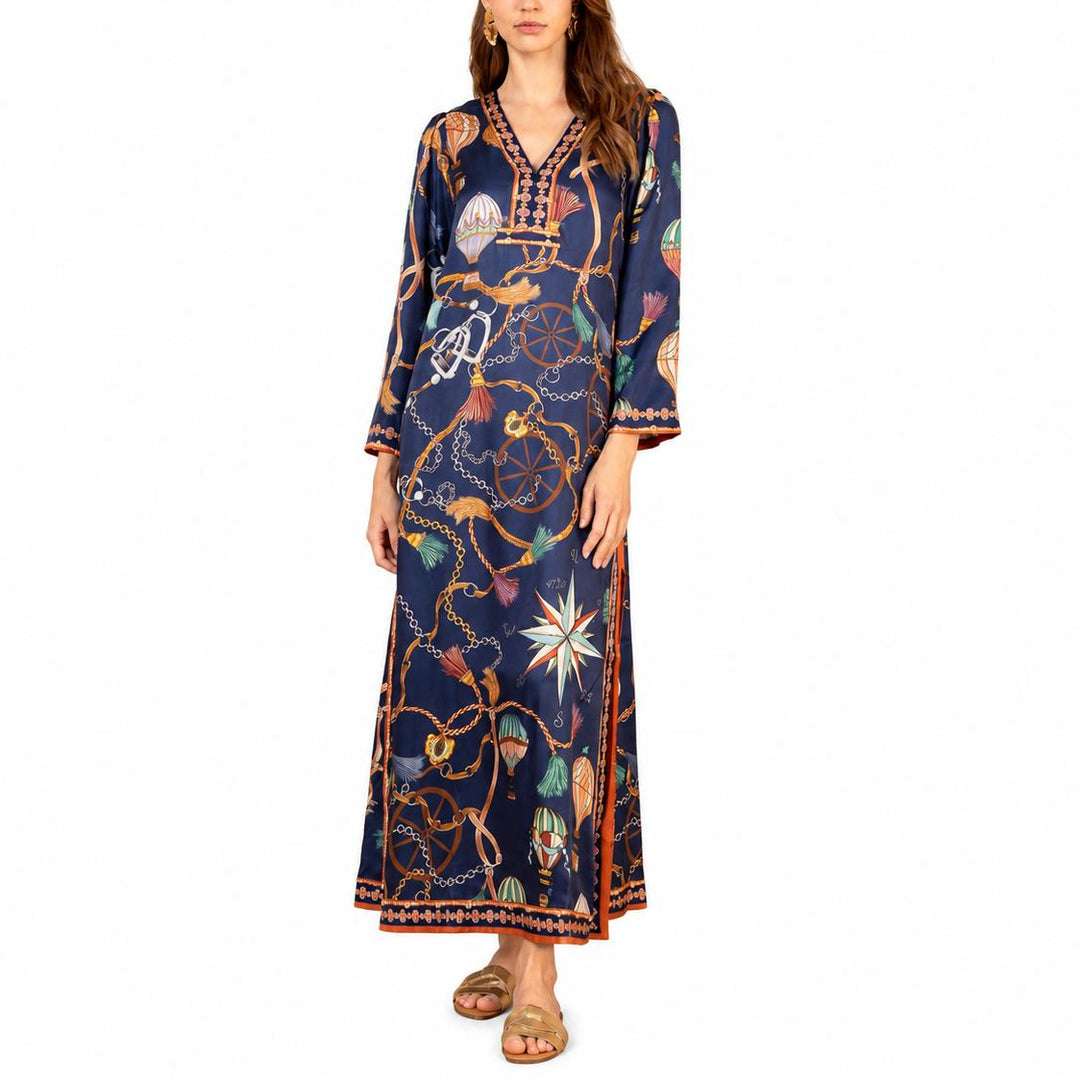Hale Bob Valery Silk Long Dress-Women's Clothing-Navy-XS-Kevin's Fine Outdoor Gear & Apparel