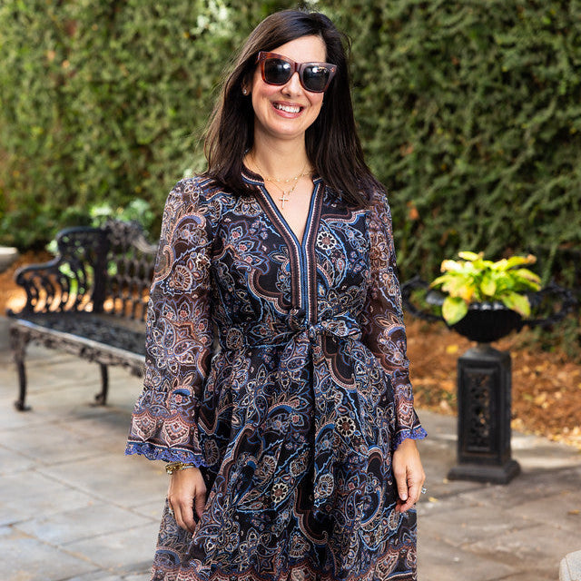 Hale Bob Artemis 3/4 Sleeve Short Dress-Women's Clothing-Kevin's Fine Outdoor Gear & Apparel