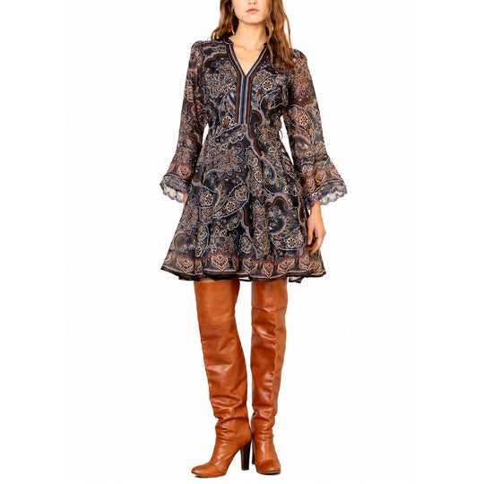 Hale Bob Artemis 3/4 Sleeve Short Dress-Women's Clothing-Black-XS-Kevin's Fine Outdoor Gear & Apparel