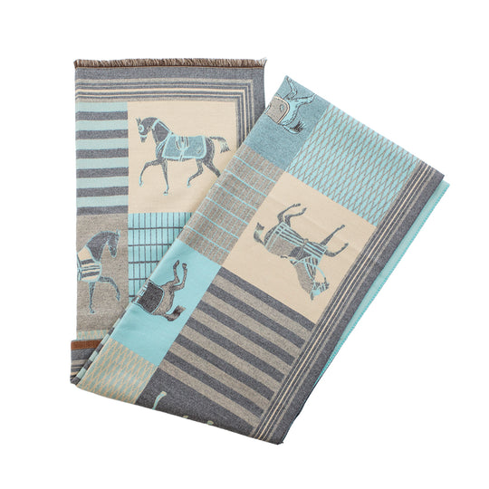 Equestrain Saratoga Horse Scarf-Women's Accessories-Aqua-Kevin's Fine Outdoor Gear & Apparel