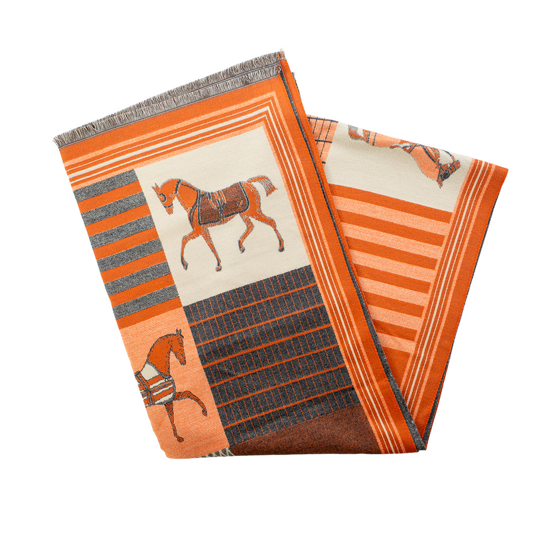 Equestrain Saratoga Horse Scarf-Women's Accessories-Orange-Kevin's Fine Outdoor Gear & Apparel