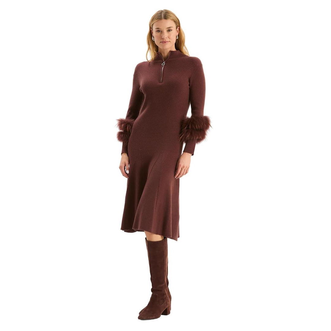 Tyler Boe Celia Knit Fur Sleeve Dress
