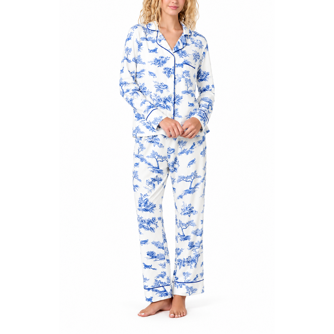The Cat's Field & Feather Pima Knit Long Sleeve Pajama Set