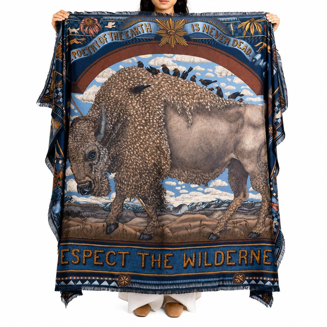 Sabina Savage Secrets of the Bison Silk Rectangle Scarf-Women's Accessories-Kevin's Fine Outdoor Gear & Apparel