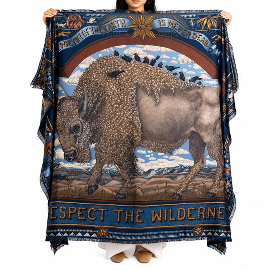 Sabina Savage Secrets of the Bison Silk Rectangle Scarf-Women's Accessories-Kevin's Fine Outdoor Gear & Apparel
