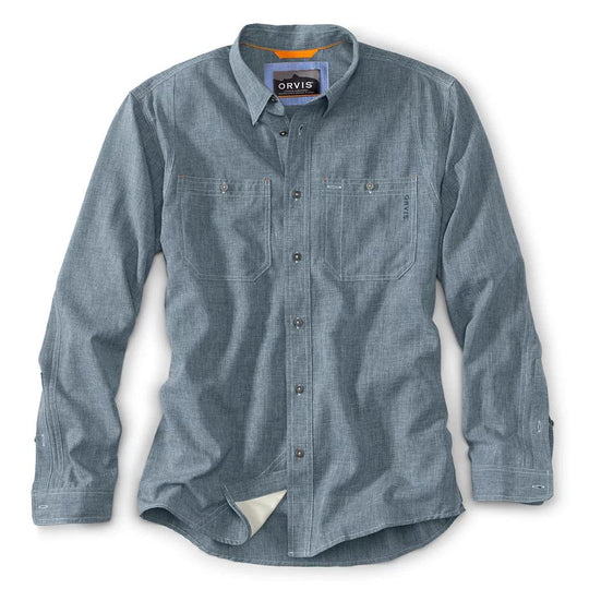 Orvis Tech Chambray Long-Sleeve Work Shirt-Men's Clothing-Blue Chambray-S-Kevin's Fine Outdoor Gear & Apparel