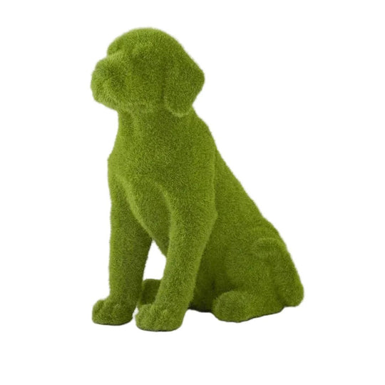 Resin Green Flocked Mossy Dogs Sitting Statue-Home/Giftware-SM-Kevin's Fine Outdoor Gear & Apparel