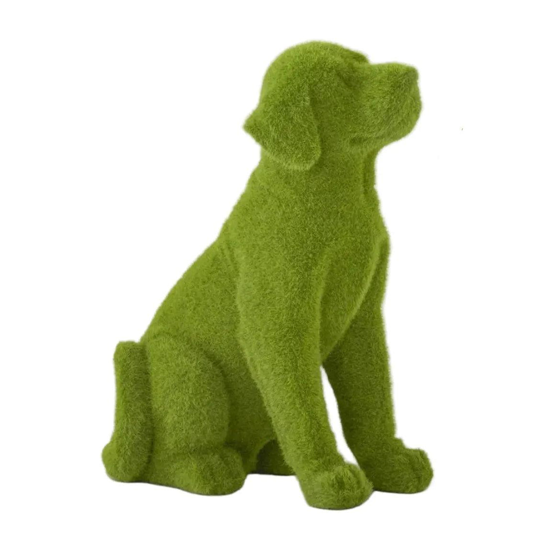 Resin Green Flocked Mossy Dogs Sitting Statue-Home/Giftware-LG-Kevin's Fine Outdoor Gear & Apparel