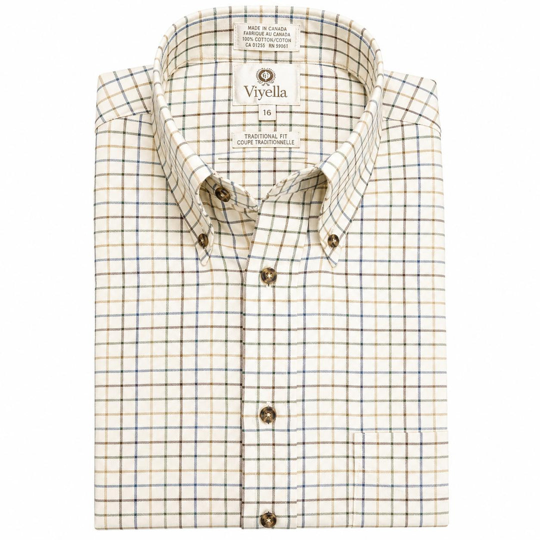 Viyella Plaid Button Down Long Sleeve Sport Shirt-Men's Clothing-Brown-S-Kevin's Fine Outdoor Gear & Apparel