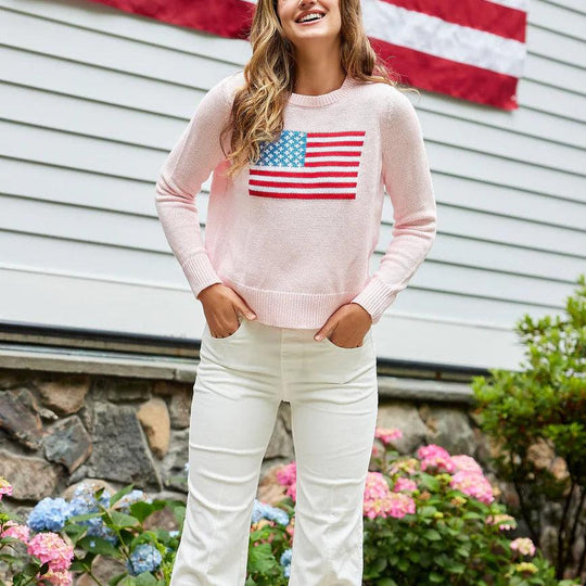 Sail to Sable Blush Cropped Flag Sweater-Women's Clothing-S-Kevin's Fine Outdoor Gear & Apparel