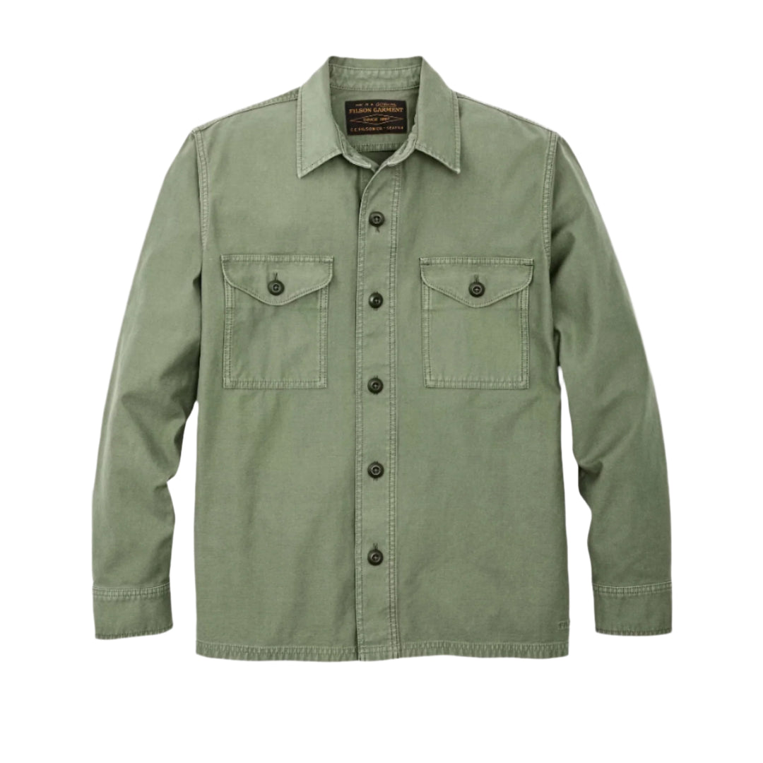 Filson Field Jac-Shirt Reverse Sateen-Men's Clothing-Washed Fatigue Green-M-Kevin's Fine Outdoor Gear & Apparel