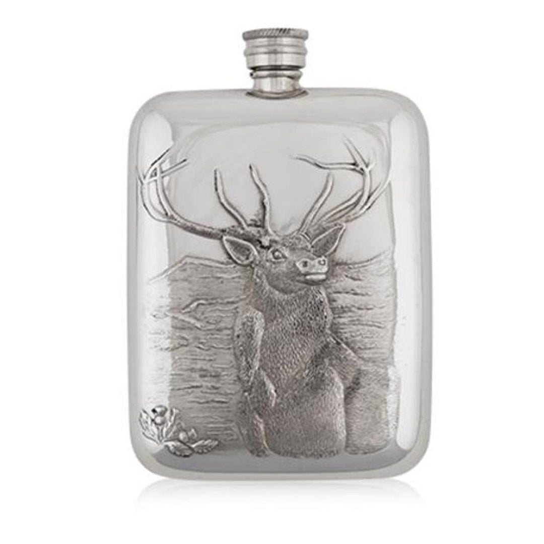 English Pewter Flask w/ Stag Scene-Home/Giftware-Kevin's Fine Outdoor Gear & Apparel