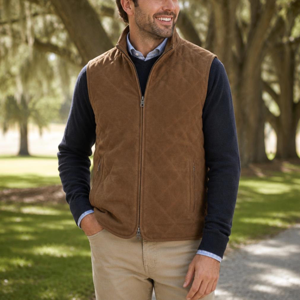 Peter Millar Essex Suede Vest-Men's Clothing-Kevin's Fine Outdoor Gear & Apparel