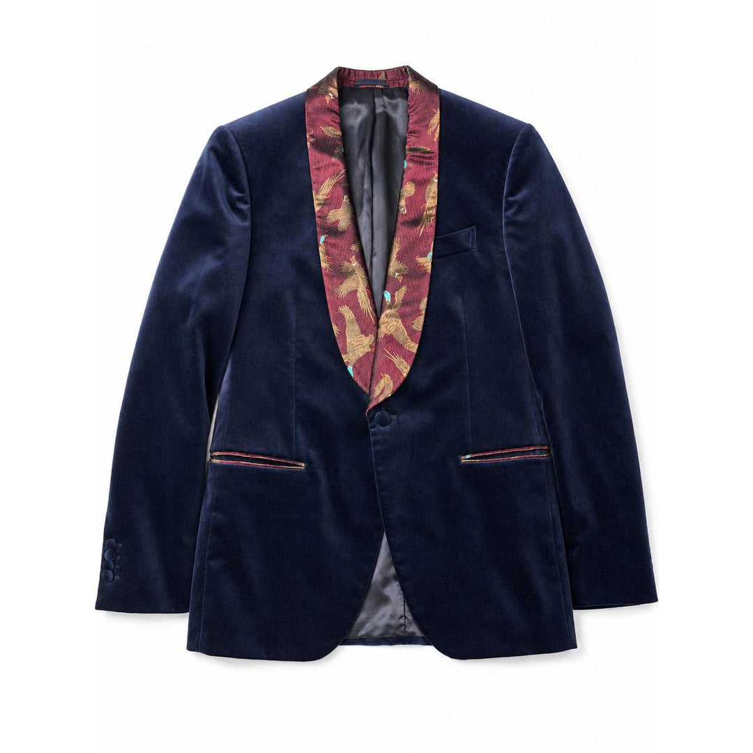 Kevin's Finest Men's Velvet Dinner Jacket-Men's Clothing-Garnet Gamebird Lapel-40-Regular-Kevin's Fine Outdoor Gear & Apparel