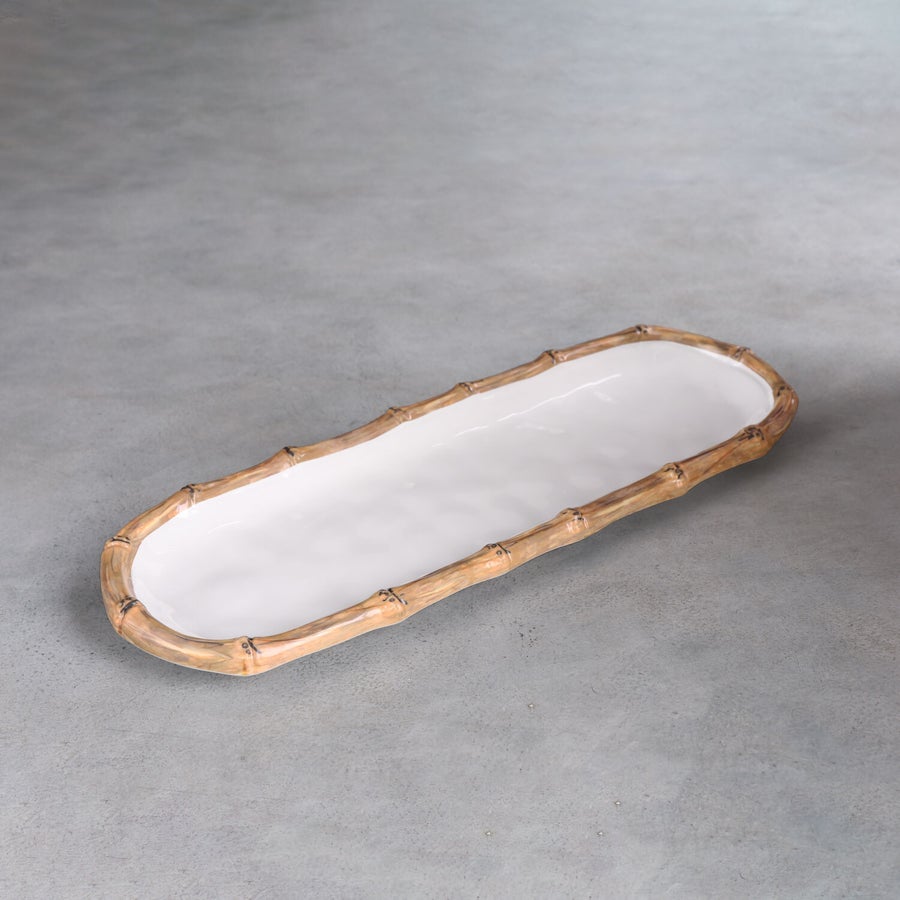 Beatriz Ball Vida Bamboo Baguette Platter-Home/Giftware-WHITE AND NATRUAL-Kevin's Fine Outdoor Gear & Apparel